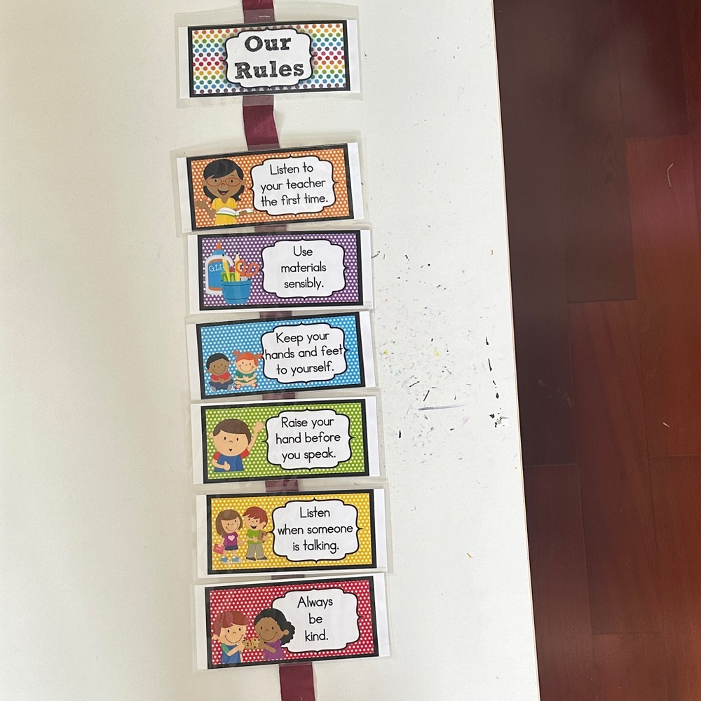 Colorful Classroom Rules Banner - Rainbow Pocket Chart